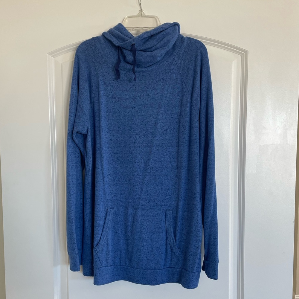 Blue cozy cowl neck sweater, size medium